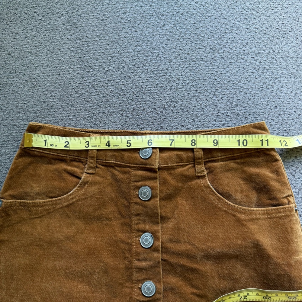 Brandy Melville Womens Corduroy Button Mini Skirt Size Small Brown Made in Italy - Picture 6 of 7